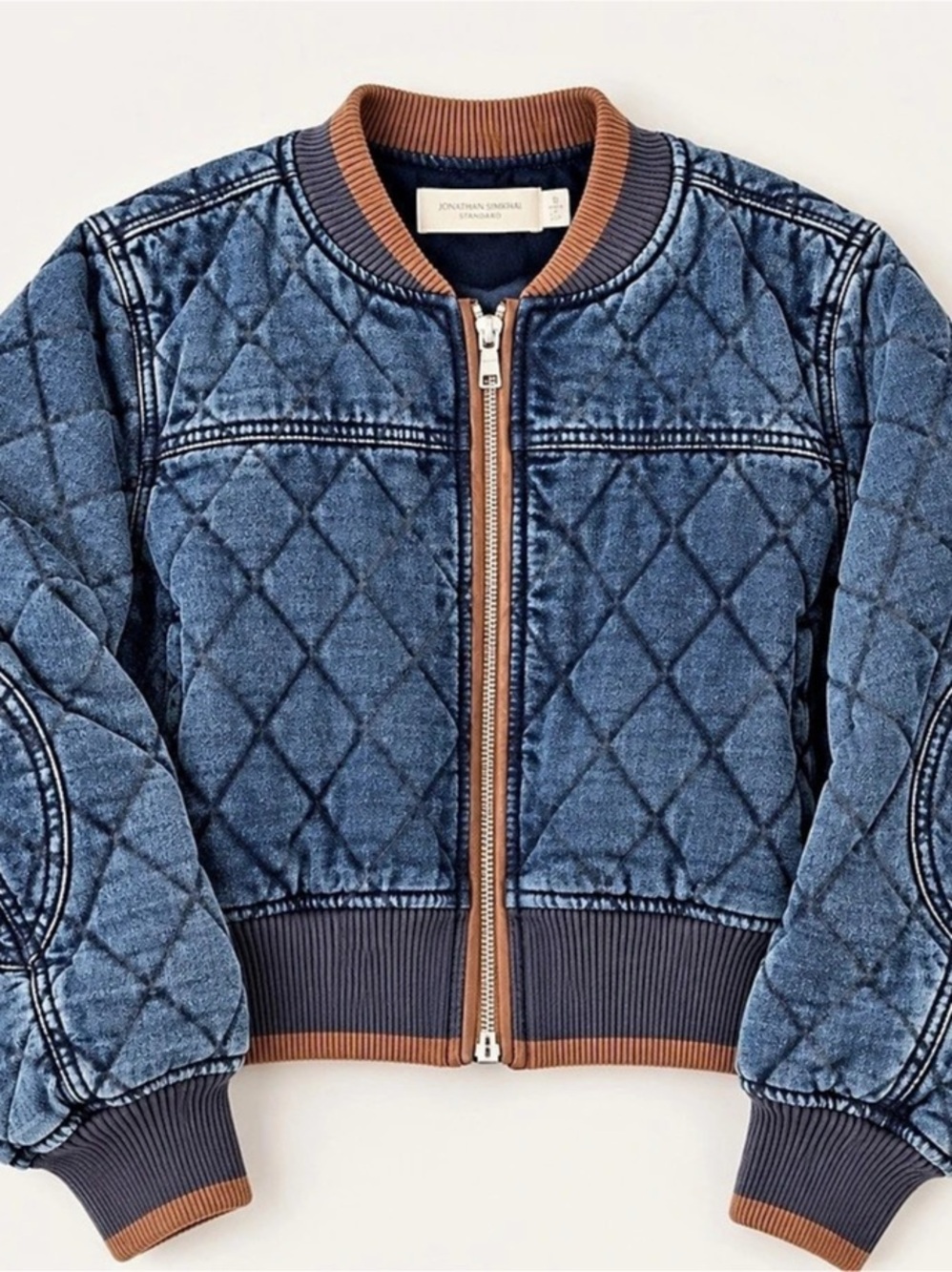 Jonathan Simkhai Standard Angelika Quilted Denim Bomber Jacket